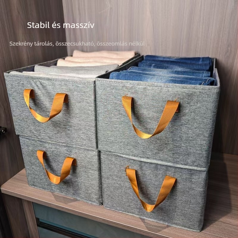 Összecsukható textil tároló doboz ruháknak, fiókos stílusban, 46×28×20 cm