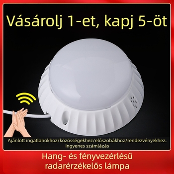 Mennyezeti LED világítás radar mozgásérzékelővel és hang- és fényvezérléssel, félgömb diffúzor