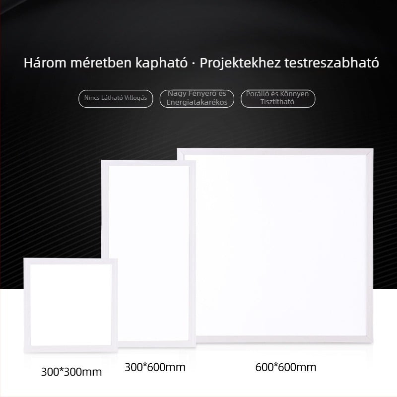 LED panel lámpa konyhához – 600x600 ultra vékony, sík panel, 300x300 integrált fény