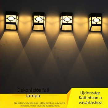 Napelemes retro falikar LED-panellel, kültéri vízálló, balkonra és kertre
