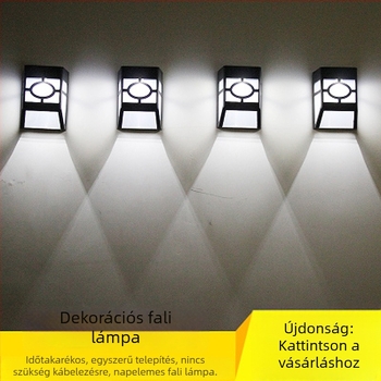 Napelemes retro falikar LED-panellel, kültéri vízálló, balkonra és kertre