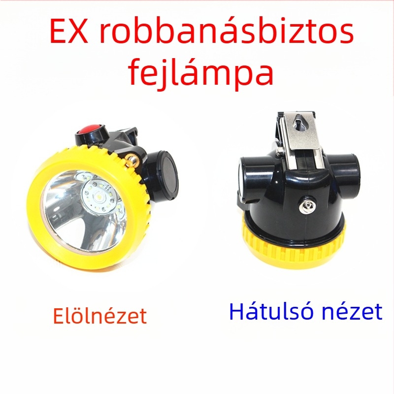 Robbanásbiztos bányász fejlámpa, több csatlakozóval, beépített sisakkal, vízálló, vezeték nélküli, föld alatti LED