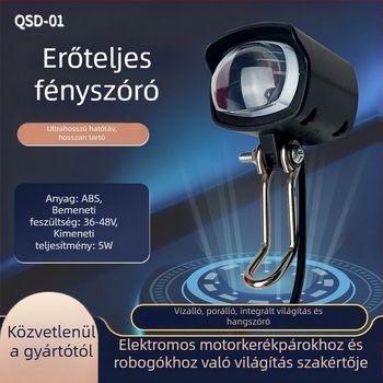 Összecsukható robogó előfénye, LED-es fényszóró és kürt — két az egyben, kompatibil 36V/48V