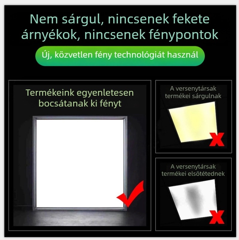 LED panel lámpa konyha és fürdőszoba mennyezeti lámpa, 595×595 sík panel, beépített világítással