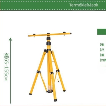 LED kültéri lámpa teleszkópos vas tartóállvánnyal, építési helyszínre, sürgősségi karbantartáshoz (1,6–2 m)