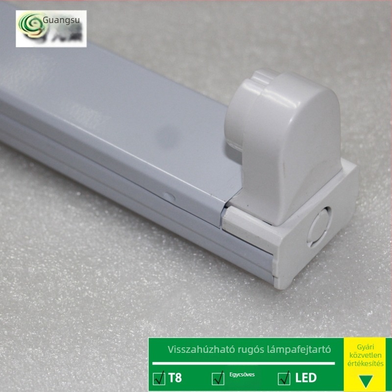 1,2 m T8 teleszkópos LED lámpatartó nyitható fedéllel és rugós fejjel