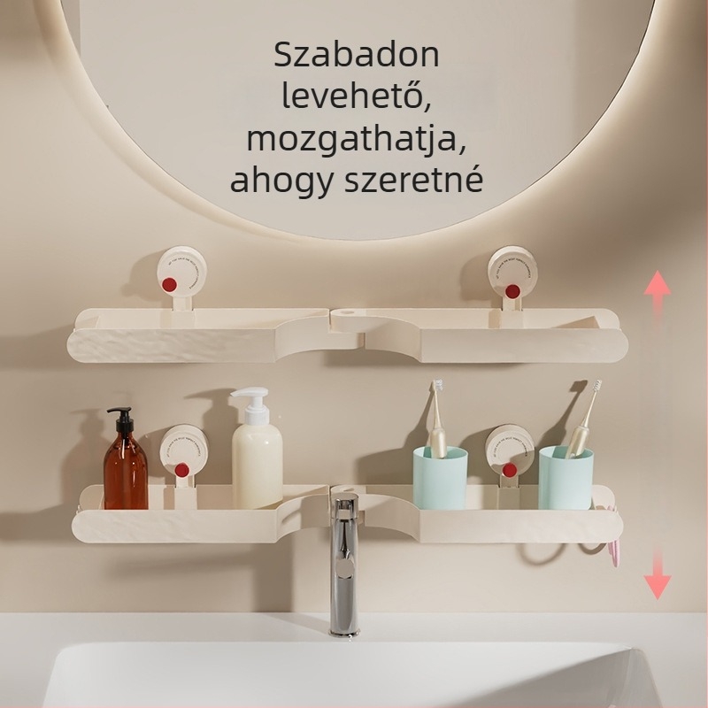 Independent Falra szerelhető szívókorongos tárolódoboz a mosdó fölé – ABS kozmetikai szervező, fúrás nélküli telepítés