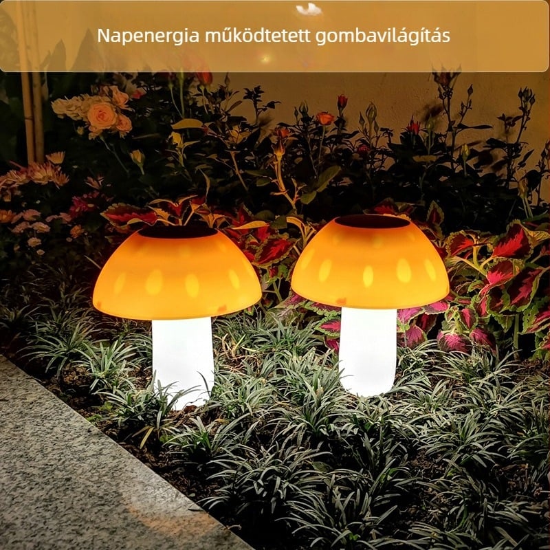 Napelemes LED gomba alakú kertvilágítás – kültéri kertre és gyepre dekoratív megvilágítás