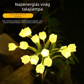 Napelemes melegfényű virág alakú földalatti lámpa, kültéri vízálló LED tájvilágítás kerthez és udvarhoz
