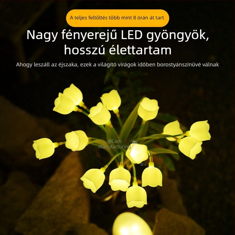Napelemes melegfényű virág alakú földalatti lámpa, kültéri vízálló LED tájvilágítás kerthez és udvarhoz
