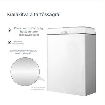 304 rozsdamentes acél falra szerelhető fürdőszobai szemetesfedéllel, szagtalanító funkcióval, közösségi mosdókhoz, szállodákhoz és bevásárlóközpontokhoz