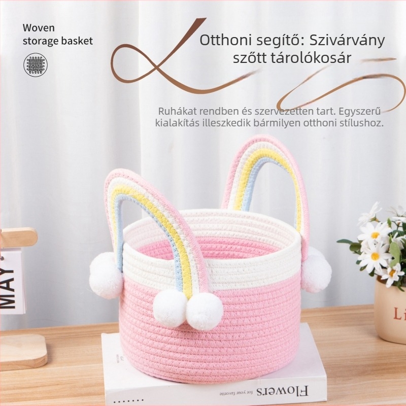 Suzaku szivárványos tároló kosár fogantyúval, fehérneműk, gyerekjátékok és kozmetikumok számára – ajándék