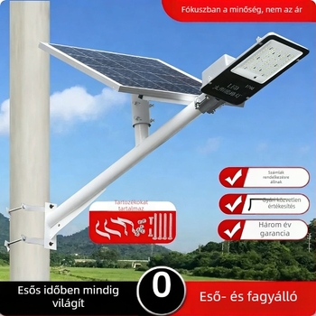 Napelemes utcai lámpa régi lámpák felújítására, kültéri vízálló LED kertvilágítás, karra szerelve elektromos oszlopon, 1 m falra szerelhető