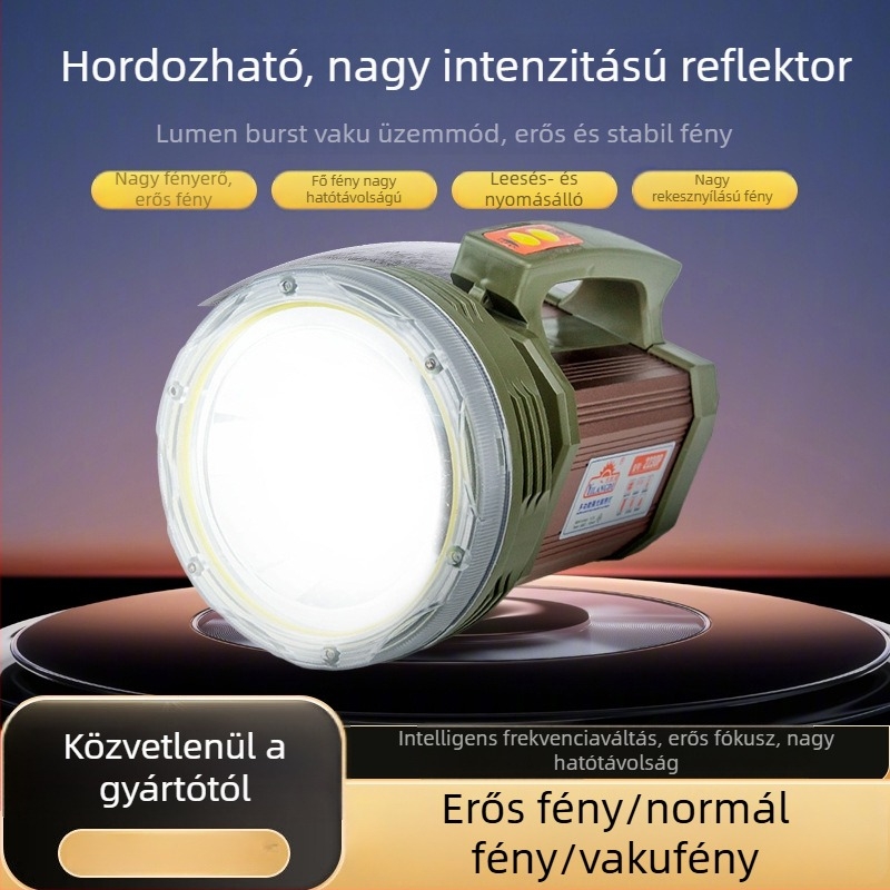 Kültéri hordozható hosszú hatótávolságú keresőfény, újratölthető LED lámpa és lézerfény, vízálló, erős fény