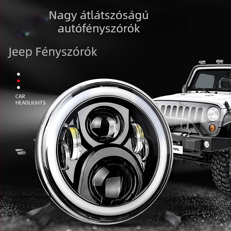 7 hüvelykes Wrangler kör alakú LED fényszóró off-road használatra, Wrangler SUV vagy pickup kompatibilis