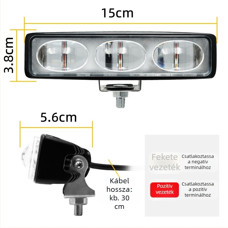 3-LED ultrafényes targoncá LED figyelmeztető lámpa, lineáris típus, biztonsági zóna jelzés, piros és kék fény