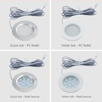 LED szekrényvilágítás, beépített kisméretű kör alakú downlight, kör alakú gardrób- és vitrín világítás