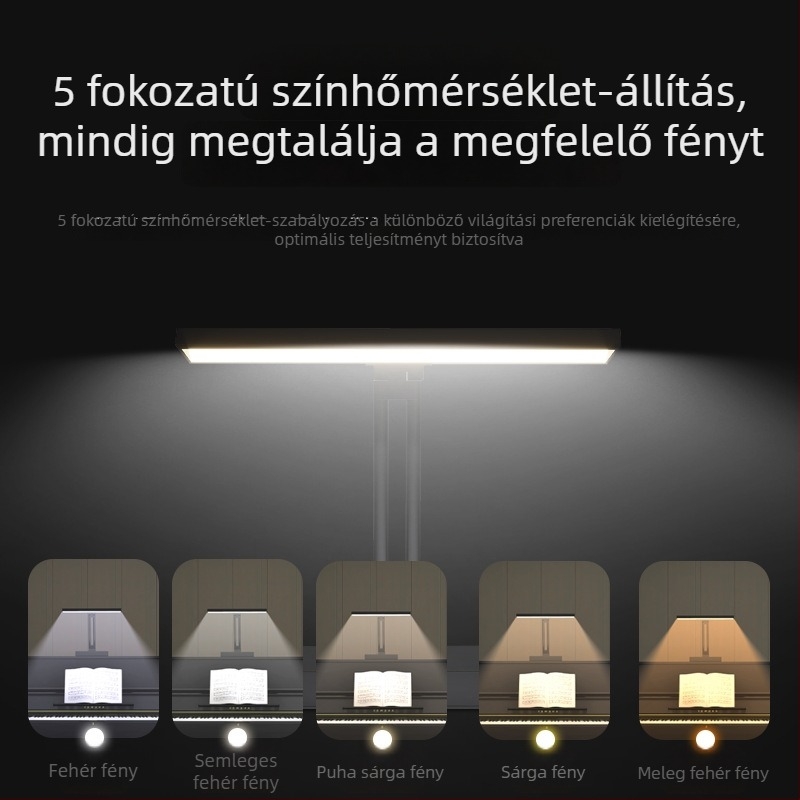 Szakmai csúcsminőségű zongora szemvédő LED asztali lámpa olvasáshoz és gyakorláshoz, állítható szögben, rendkívül fényes