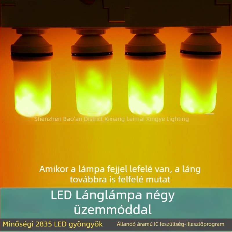 LED lámpa lángformájú villogó, dinamikus láng effektus, dekoratív hangulatvilágítás bárhoz és KTV-hez, E27/E26 foglalattal