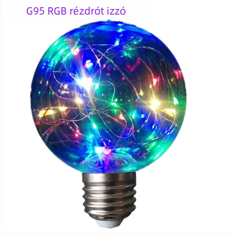 LED vezetékes fényfüzér rézdróttal és PC burkolattal – színes dekoratív gömb izzók G80G95 Karácsonyra