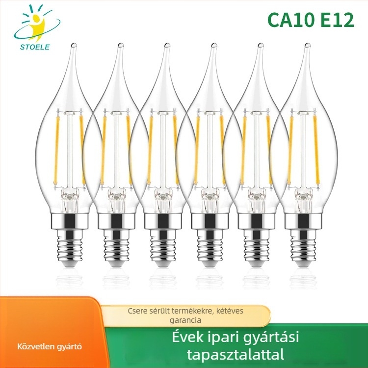 LED gyertyafény-filament izzó, C35, 4W, E12 foglalat