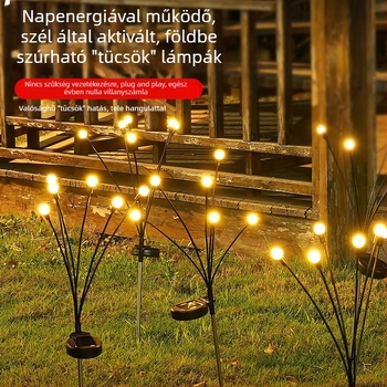 Napelemes kültéri LED meteorzápor világítás, bolygó alakú, kert- és udvardekoráció, fűhöz rögzíthető állvány, IP65, E14 foglalat, 1000 lm, 50 000 óra élettartam