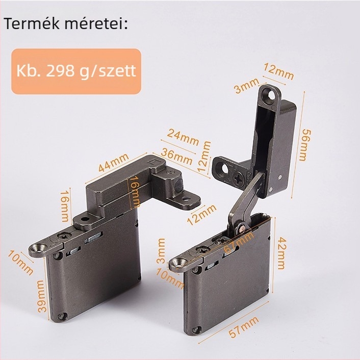 25 kg-os rejtett csukló üvegajtóhoz, alumínium kerettel, csillapítóval, 18–32 mm vastagságú ajtókhoz, 105° nyitási szög, grafit szín