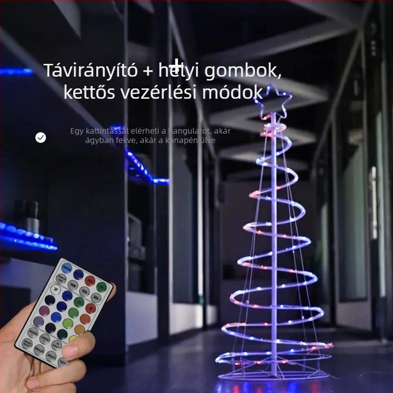 Spirál alakú atmoszferikus fény beltéri és kültéri használatra, dekoratív világítás kültéri fesztiválokra, kertvilágítás, IP44 vízálló.