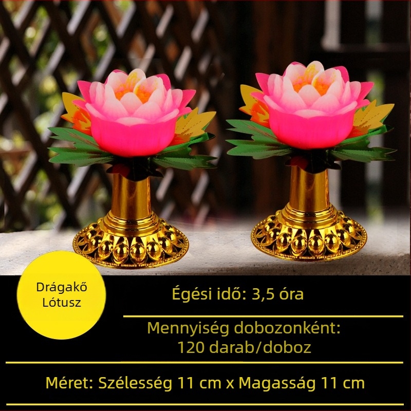 Színes lótusz gyertya – Buddha lámpás, kézműves, cilindrikus vallási gyertya