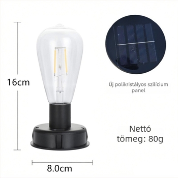 Kültéri napelemes lámpa LED-es fényforrással, vasból készült lámpás, 80 cm átmérőjű.