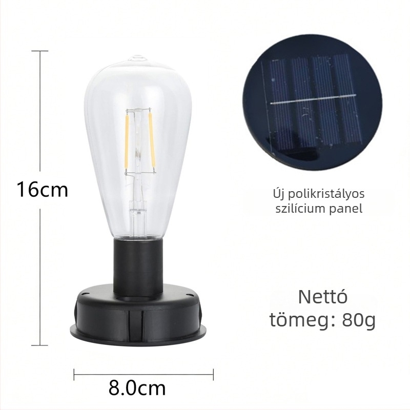 Kültéri napelemes lámpa LED-es fényforrással, vasból készült lámpás, 80 cm átmérőjű.