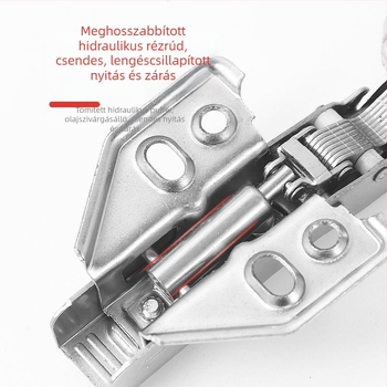 Hidraulikus zsanér szekrény- és ruhásszekrény ajtókhoz, megerősített lengéscsillapítással, csendes működés