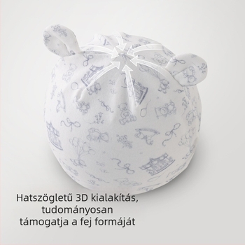 Pamutból készült lélegző újszülött sapka nyárra, dom alakú, uniszex, rugalmas, aranyos rajzfilmszerű dizájn, 0–6 hónap