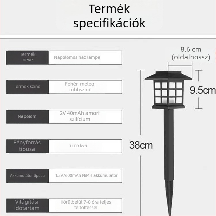 Napelemes kültéri LED éjszakai lámpa – kompakt asztali lámpa a kerthez