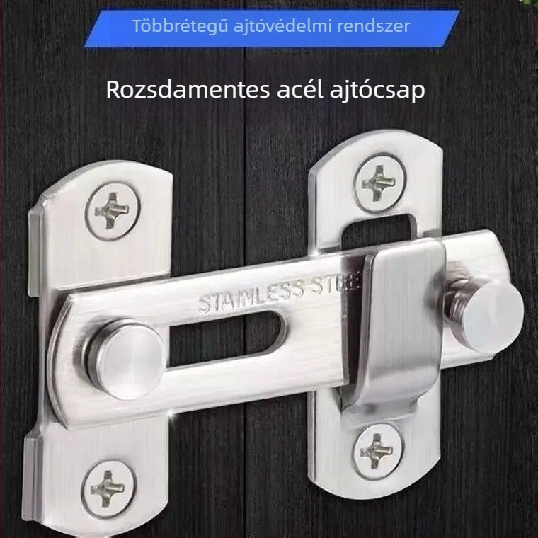 Rozsdamentes acél ajtózár fürdőszoba és hálószoba ajtajához, nehéz kivitelű csúszóajtóhoz
