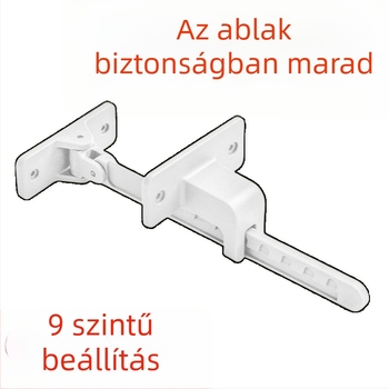 Ablakkorlátozó ablaknyitáshoz, szélbiztos tartózár, gyerekbiztonsági támasz, fúrás szükséges