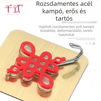 Thousand Style 8688 Csiszolt arany kínai csomó – ragasztó kampó, szögelés nélkül, ünnepi piros, 2 darab