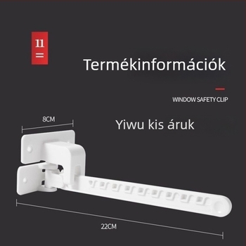 Nyíló ablakhoz illeszkedő korlátozó, szélvédő tartózár és gyermekbiztonsági zár