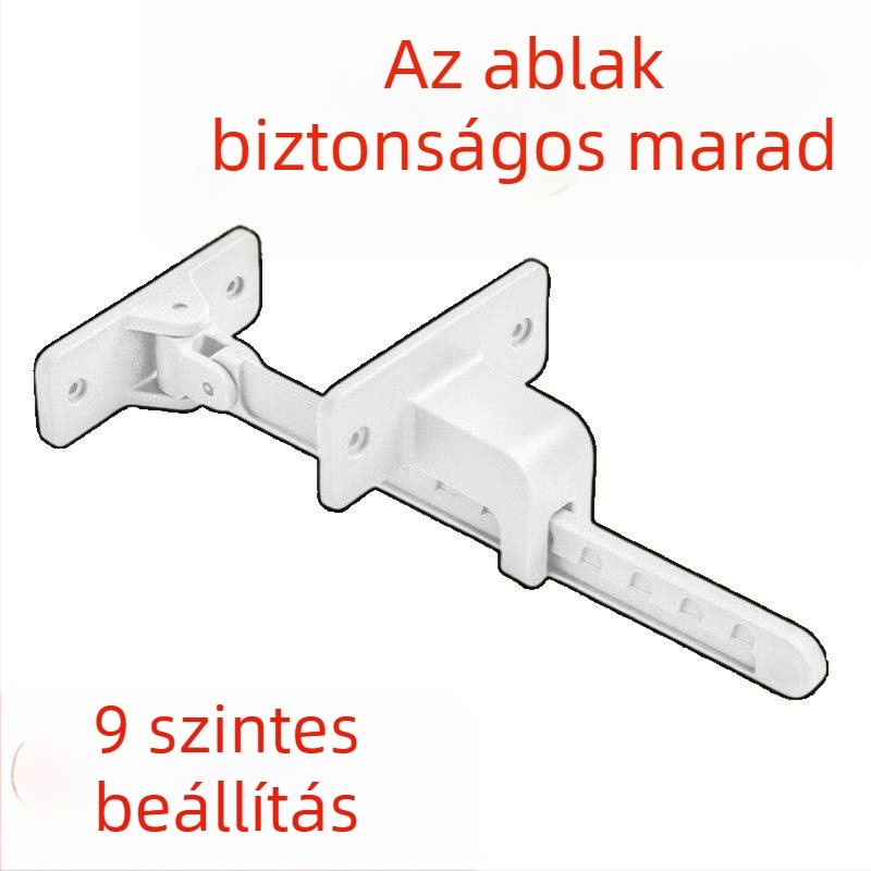 Nyíló ablakhoz illeszkedő korlátozó, szélvédő tartózár és gyermekbiztonsági zár