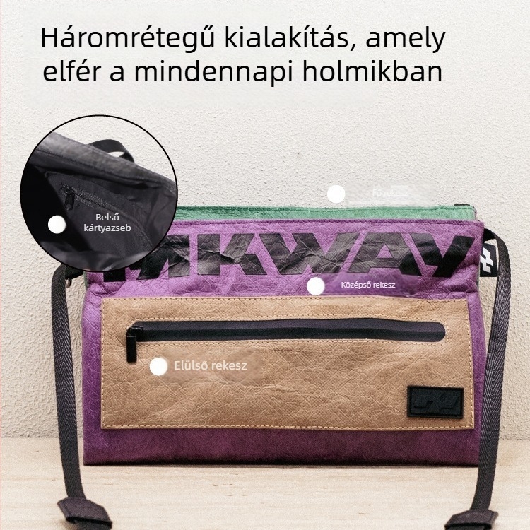 Vízálló crossbody kis hátizsák férfiak és nők számára, könnyű, multifunkcionális kerékpáros messenger táska, Dupont testreszabás