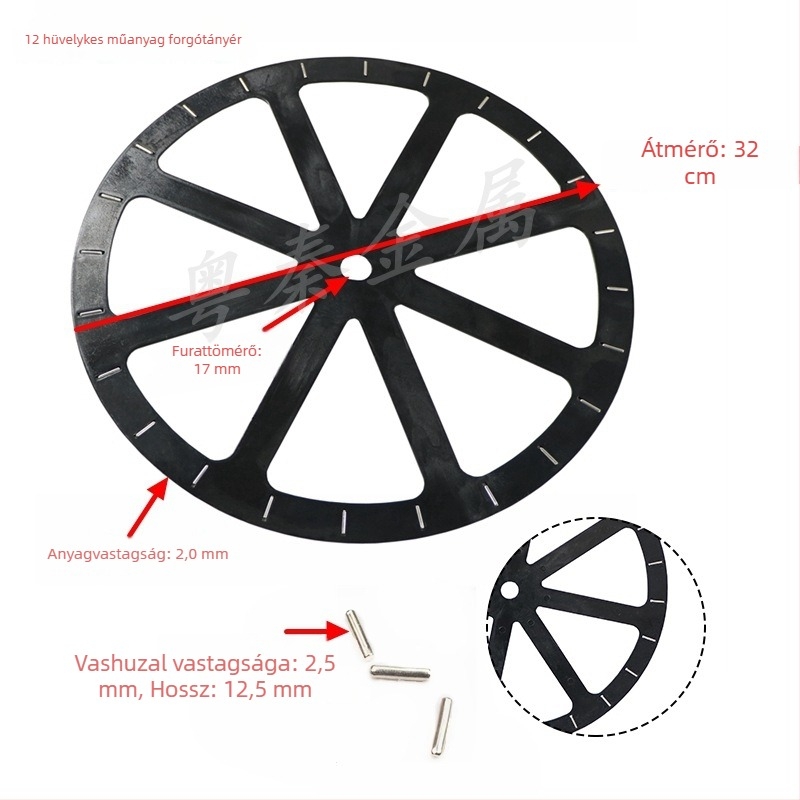 Fekete műanyag forgótálca, 32 cm átmérőjű (12 hüvelyk), szekrényajtókhoz