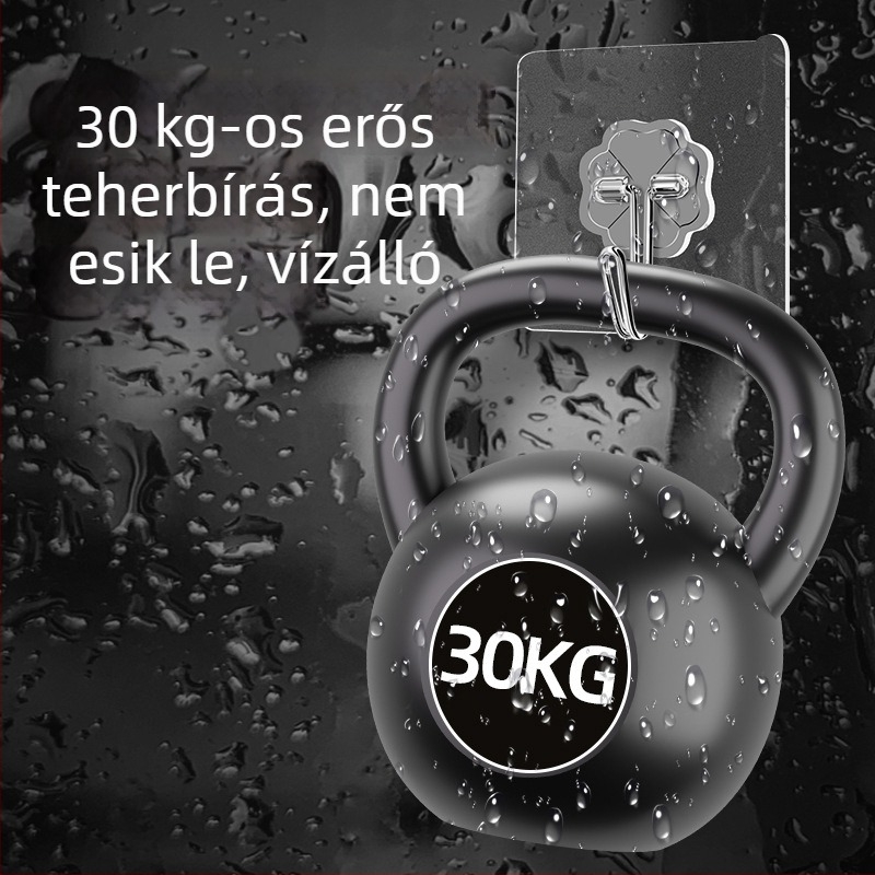 Átlátszó falikampó erős ragasztóval – lyukasztás nélkül, 0-1 kg teher, PVC