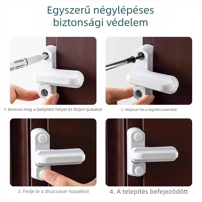 Behatolás nélküli műanyag ablak- és ajtóbiztonsági zár otthoni használatra, ablakok, amelyek nyílnak befelé és kifelé, gyermekbiztonság, lopás elleni zár, ablakkorlátozó