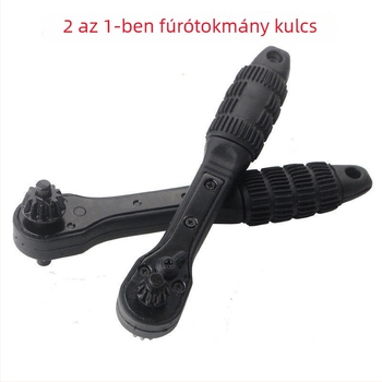 2 az 1-ben fúrótárcsás kulcs, fekete, kétirányú gyors racsni, két végű eszköz