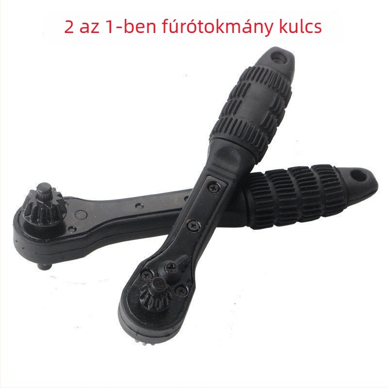 2 az 1-ben fúrótárcsás kulcs, fekete, kétirányú gyors racsni, két végű eszköz