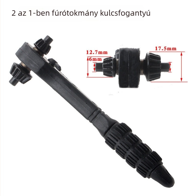 2 az 1-ben fúrótárcsás kulcs, fekete, kétirányú gyors racsni, két végű eszköz