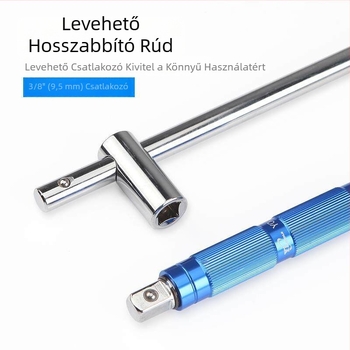 1/2 hüvelykes T-formájú kulcs cserélhető fejjel, fogantyúval és hosszabbító rúddal