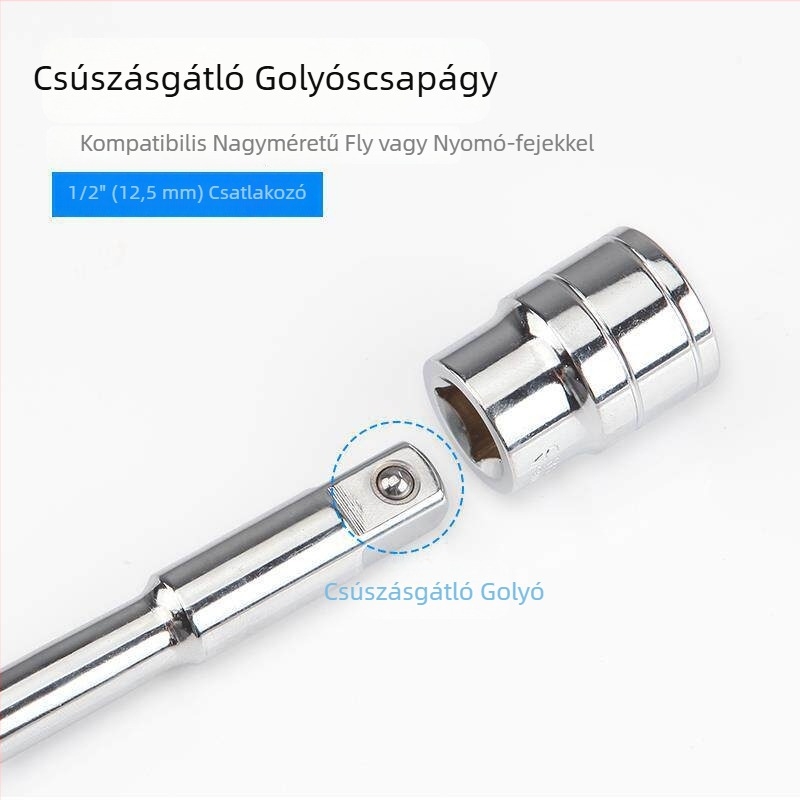 1/2 hüvelykes T-formájú kulcs cserélhető fejjel, fogantyúval és hosszabbító rúddal
