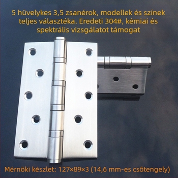 304 rozsdamentes acél ajtó- és ablakzsanér, összecsukható, nehéz terhelésű, 5×3.5×3, fa ajtókhoz, halk működés