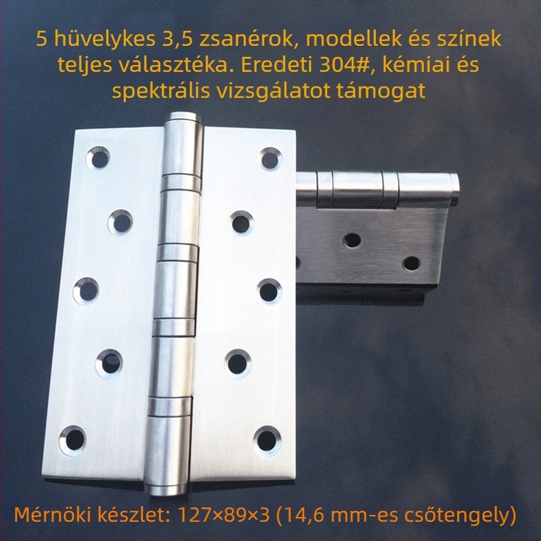 304 rozsdamentes acél ajtó- és ablakzsanér, összecsukható, nehéz terhelésű, 5×3.5×3, fa ajtókhoz, halk működés